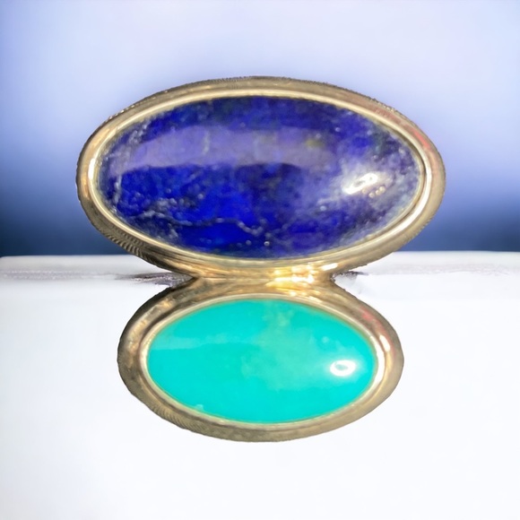 🌺 Vintage Lapis Turquoise and Sterling Silver Necklace with Spring Clasp. - Picture 9 of 10